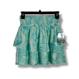 Cabana Crown & Ivy Blue And Cream Layered Pleated Swim Skirt Size XS - “Mandla”